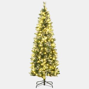 HOMCOM Árvore de Natal Artificial 180 cm com 240 Luzes LED Árvore de Natal com 618 Ramos Suporte de Aço e Formato Slim para Interior Ø68x180 cm Verde