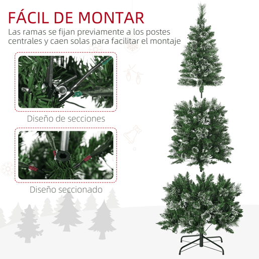 HOMCOM Árvore de Natal Artificial 180 cm com 240 Luzes LED Árvore de Natal com 618 Ramos Suporte de Aço e Formato Slim para Interior Ø68x180 cm Verde HOMCOM Árvore de Natal Artificial 180 cm com 240 Luzes LED Árvore de Natal com 618 Ramos Suporte de Aço e Formato Slim para Interior Ø68x180 cm Verde