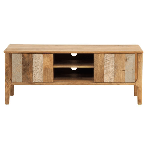 Suporte Para Tv De Madeira De Mangueira Cinzento Envelhecido