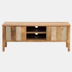 Suporte Para Tv De Madeira De Mangueira Cinzento Envelhecido