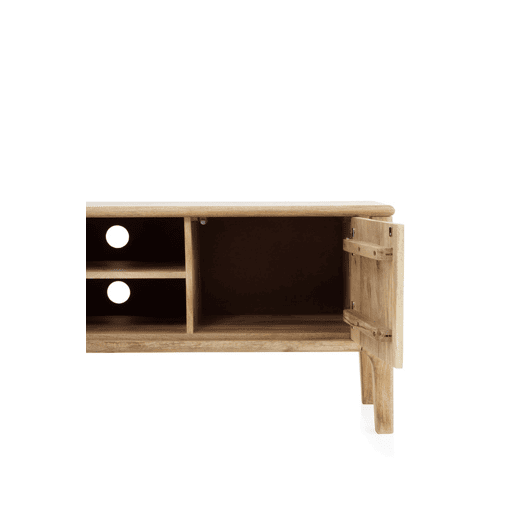 Suporte Para Tv De Madeira De Mangueira Cinzento Envelhecido