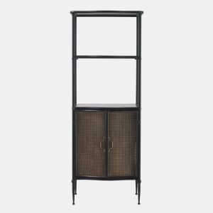 Estante 2 Portas Bronze Com Estrutura Metálica Preta