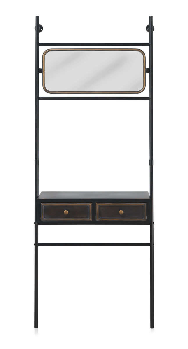 Estantería de pared con marco de metal negro