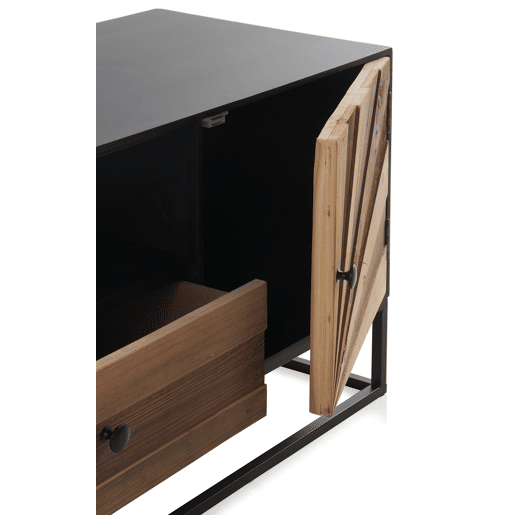 Móvel Tv De Madeira 2 Portas E 1 Gaveta Com Base De Metal