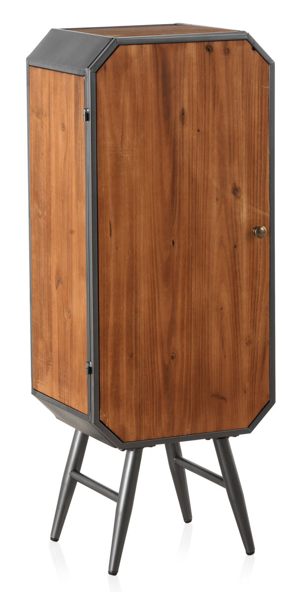 Armario de 1 puerta de madera y hierro