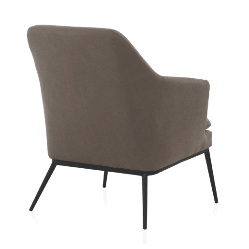 Poltrona estofada taupe com almofada e pernas de metal