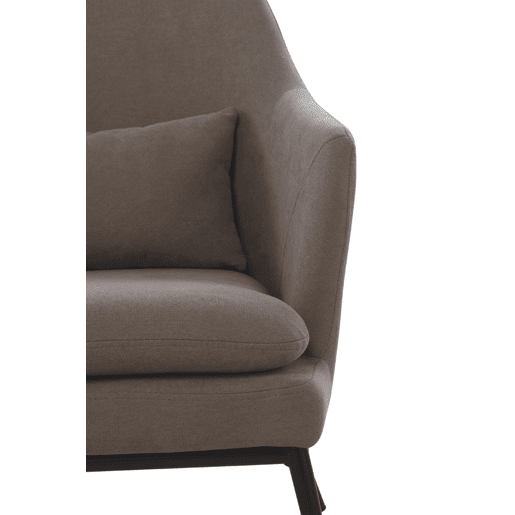 Poltrona estofada taupe com almofada e pernas de metal