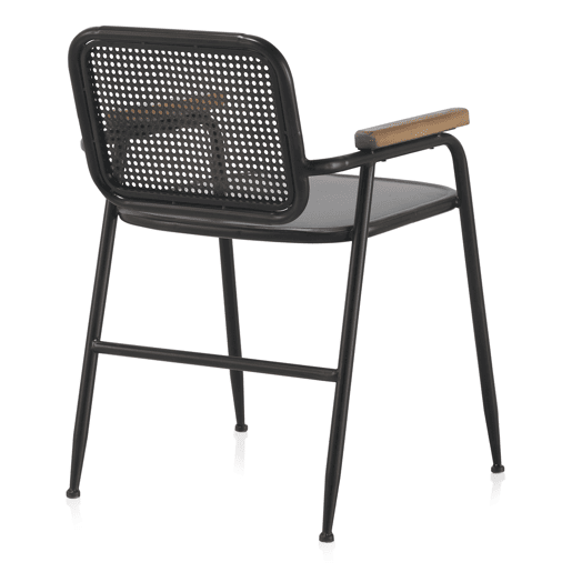 Poltrona com encosto em bronze e estrutura em metal preto