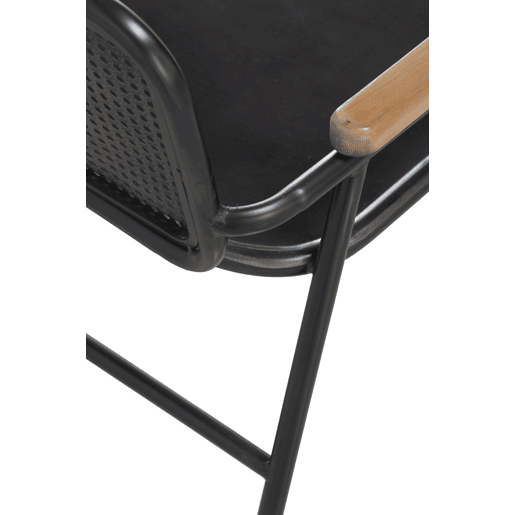 Poltrona com encosto em bronze e estrutura em metal preto