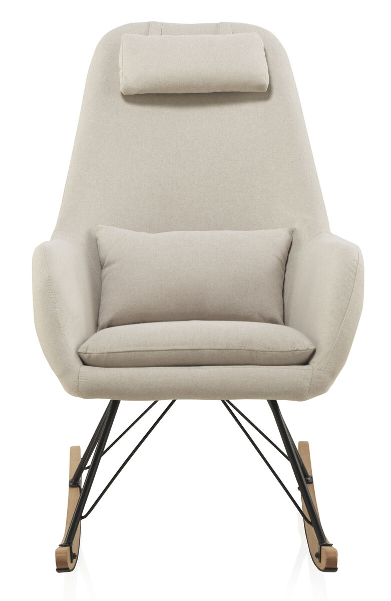 Sillón balancín tapizado con patas de metal