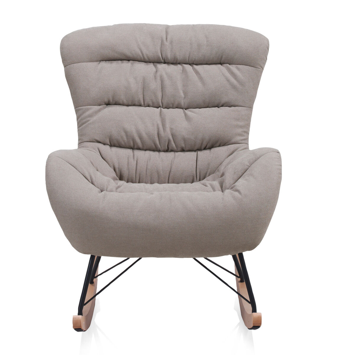 Sillón tapizado beige con patas de metal haya