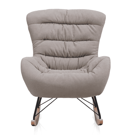Mecedora Tapizada Beige Con Patas De Metal De Haya