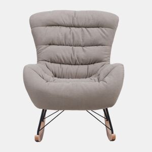 Mecedora Tapizada Beige Con Patas De Metal De Haya