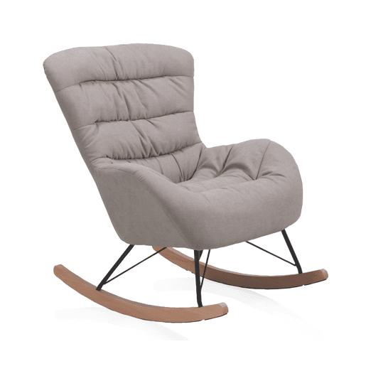 Mecedora Tapizada Beige Con Patas De Metal De Haya