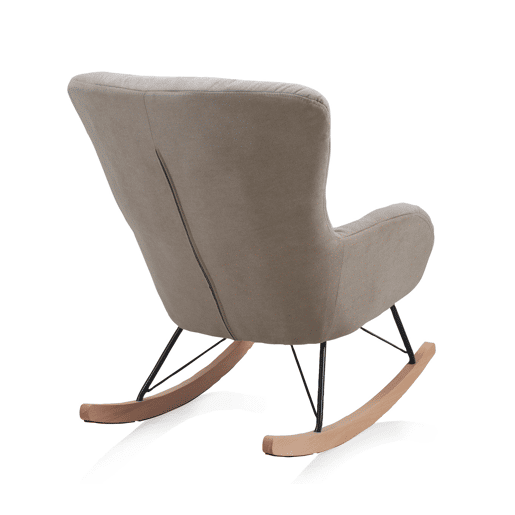 Mecedora Tapizada Beige Con Patas De Metal De Haya