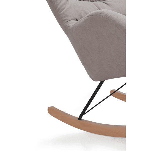 Mecedora Tapizada Beige Con Patas De Metal De Haya