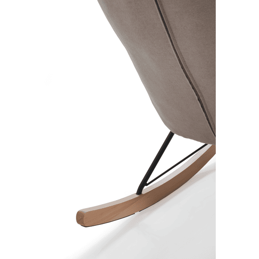 Mecedora Tapizada Beige Con Patas De Metal De Haya
