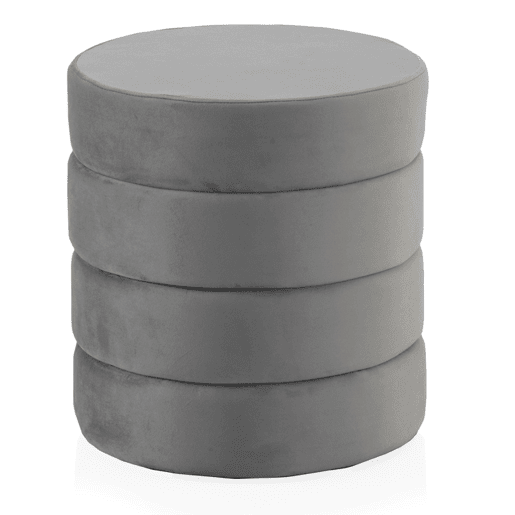 Pouf Estofado De Veludo Cinzento