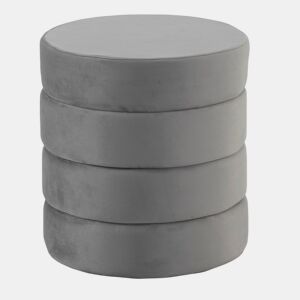 Pouf Estofado De Veludo Cinzento
