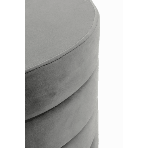 Pouf Estofado De Veludo Cinzento