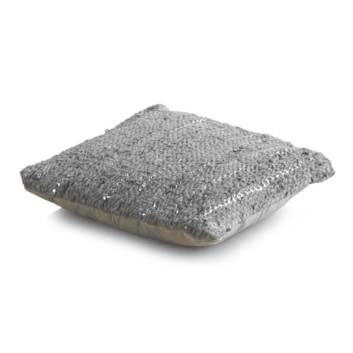 Almofada de couro cinza e algodão 45X45 cm Almofada de couro cinza e algodão 45X45 cm
