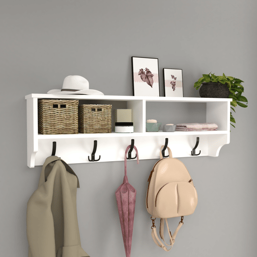 Bengaleiro de parede Åstorp em aglomeradoplástico 120 x 22 x 37 cm branco en.casa