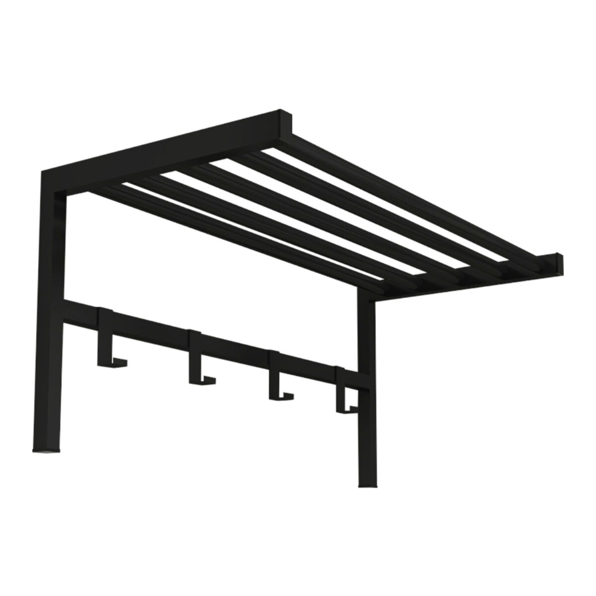 Perchero mural tolga con 4 ganchos 1 estante metal 33 x 69 x 34 cm negro [en.casa]