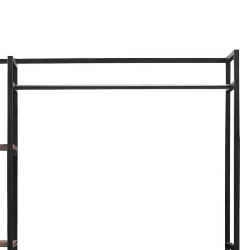 Armário para hall de entrada Horgau com poleiro de burro e várias prateleiras de metal e MDF 180 x 120 x 40 cm - efeito preto e nogueira en.casa