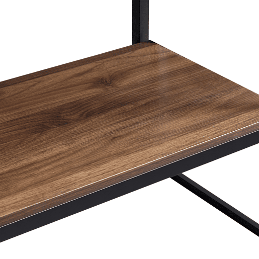 Armário para hall de entrada Horgau com poleiro de burro e várias prateleiras de metal e MDF 180 x 120 x 40 cm - efeito preto e nogueira en.casa