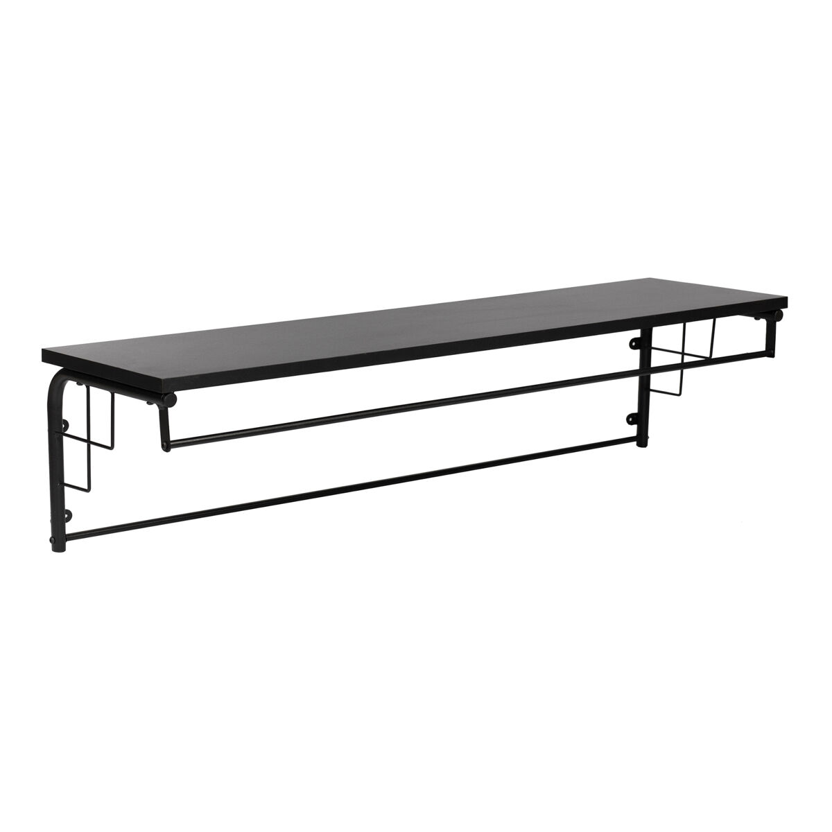 Perchero mural ølstykke con barra alomerado / metal 110 x 30 x 27 cm negro [en.casa]