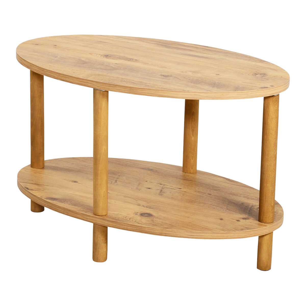 Mesa de centro højreby ovalada aglomerado/madera 43 x 70 x 44 cm - efecto madera  [en.casa]