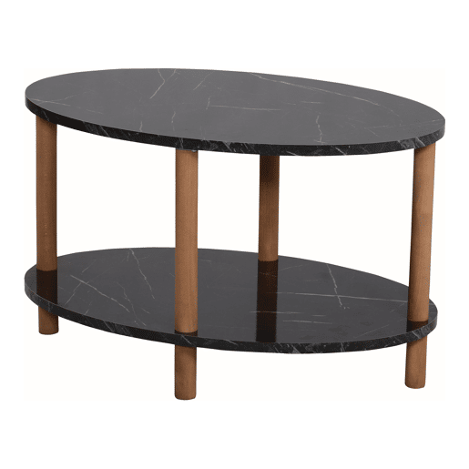 Mesa de centro Højreby oval aglomeradomadeira 43 x 70 x 44 cm - Mármore preto en.casa