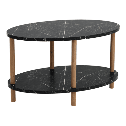 Mesa de centro Højreby oval aglomeradomadeira 43 x 70 x 44 cm - Mármore preto en.casa