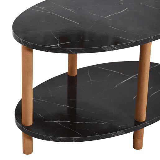 Mesa de centro Højreby oval aglomeradomadeira 43 x 70 x 44 cm - Mármore preto en.casa