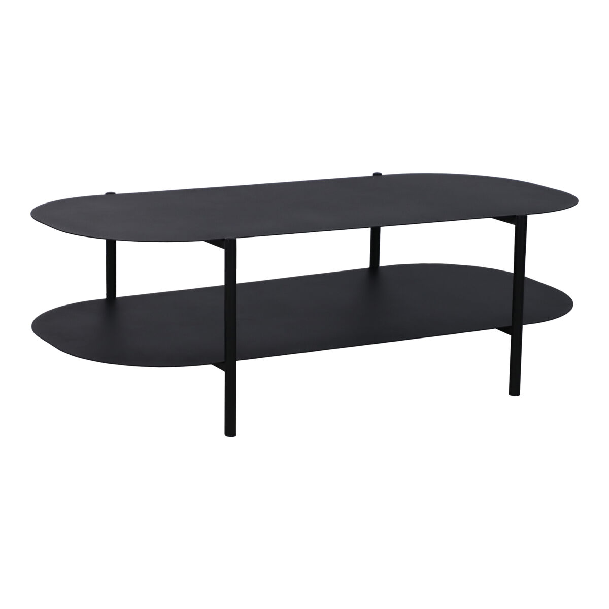Mesa de centro enebakk ovalada con 1 estante acero 112 x 62 x 41 cm - negro mate [en.casa]
