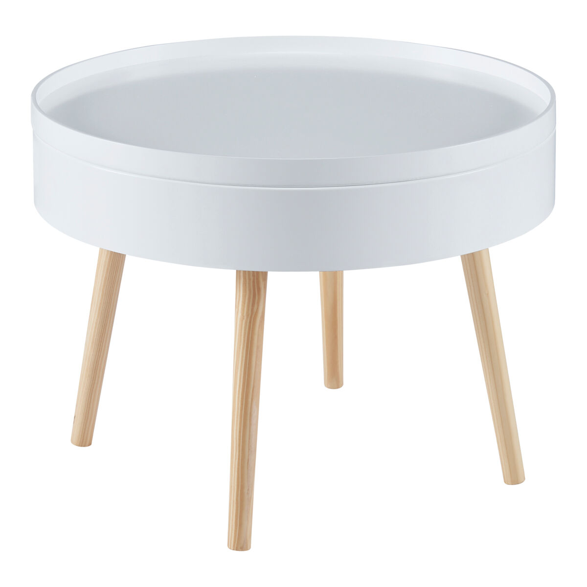 mesa de centro bongard con tapa mdf y pino 45 x o 60 cm - blanco y natural encasa