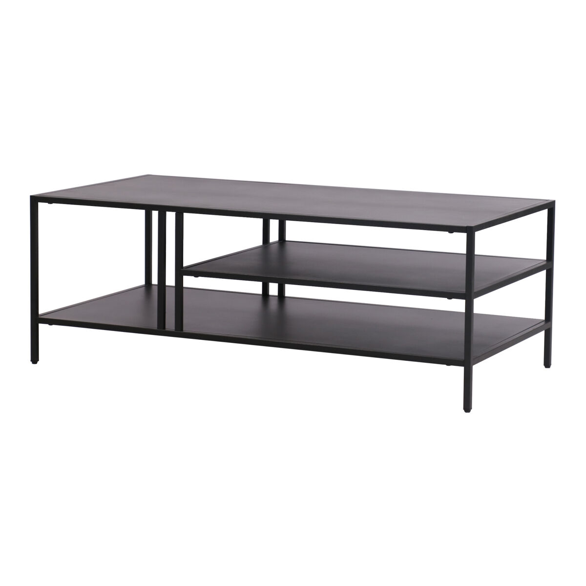 Mesa de centro kumlinge rectangular con 2 estantes metal 40 x 110 x 55 cm - negro [en.casa]