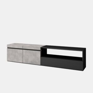 Móvel de TV, Muito espaço de arrumação, 200x35x45cm, Para televisores até 80, Estante para TV, Estilo moderno, Cimento