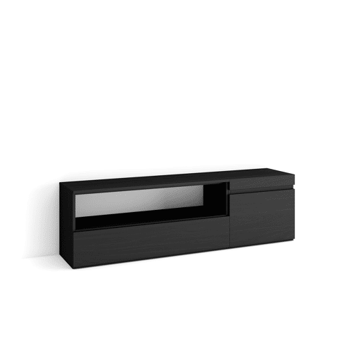 Móvel de TV, Muito espaço de arrumação, 150x35x45cm, Para televisores até 65, Estante para TV, Estilo moderno, Preto