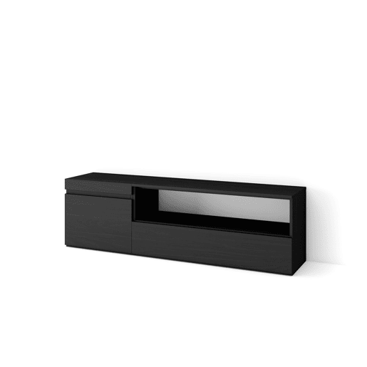 Móvel de TV, Muito espaço de arrumação, 150x35x45cm, Para televisores até 65, Estante para TV, Estilo moderno, Preto