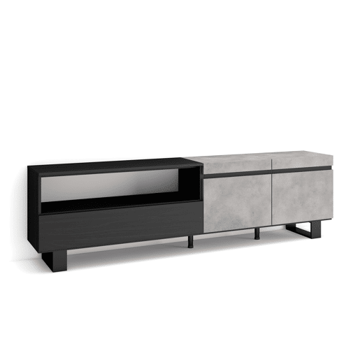 Móvel de TV, Muito espaço de arrumação, 200x35x57cm, Para televisores até 80, Design industrial, Estilo moderno, Cimento Móvel de TV, Muito espaço de arrumação, 200x35x57cm, Para televisores até 80, Design industrial, Estilo moderno, Cimento