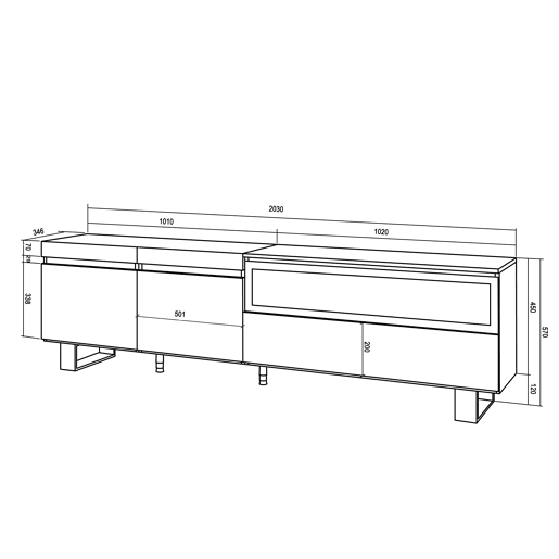 Móvel de TV, Muito espaço de arrumação, 200x35x57cm, Para televisores até 80, Lareira eléctrica, Design industrial, Estilo moderno, Carvalho e preto Móvel de TV, Muito espaço de arrumação, 200x35x57cm, Para televisores até 80, Lareira eléctrica, Design industrial, Estilo moderno, Carvalho e preto