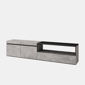 Móvel de TV, Muito espaço de arrumação, 200x35x45cm, Para televisores até 80, Estante para TV, Estilo moderno, Cimento
