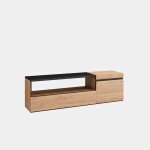 Móvel de TV, Muito espaço de arrumação, 150x35x45cm, Para televisores até 65, Estante para TV, Estilo moderno, Carvalho e preto