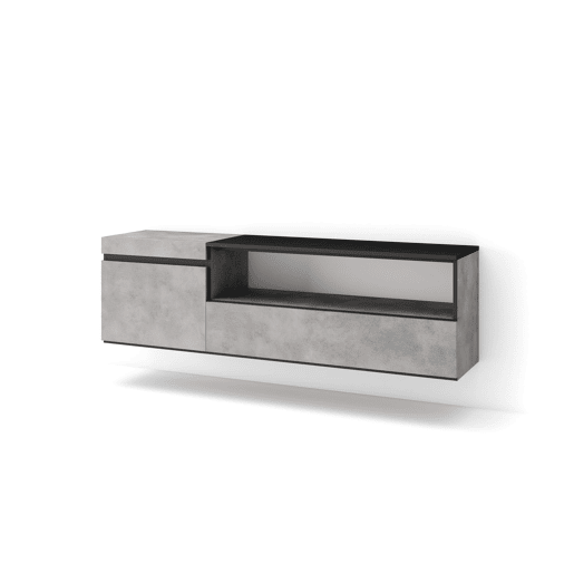 Móvel de TV, Muito espaço de arrumação, 150x35x45cm, Para televisores até 65, Suspensos, Estilo moderno, Cimento Móvel de TV, Muito espaço de arrumação, 150x35x45cm, Para televisores até 65, Suspensos, Estilo moderno, Cimento