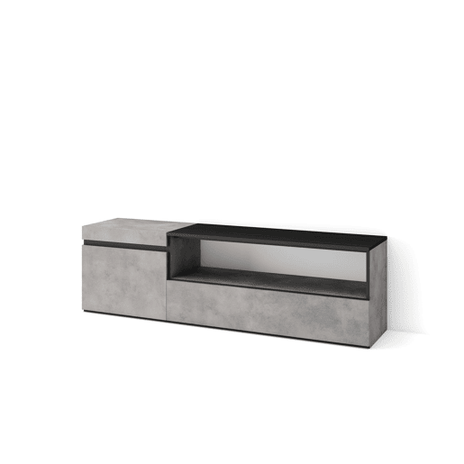 Móvel de TV, Muito espaço de arrumação, 150x35x45cm, Para televisores até 65, Estante para TV, Estilo moderno, Cimento