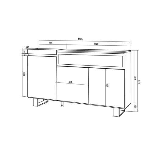 Aparador sala de jantar, Sala, Cozinha, Entrada, TV, 150x35x87cm, 3 Portas, Lareira eléctrica, Design industrial, Estilo moderno, Preto Aparador sala de jantar, Sala, Cozinha, Entrada, TV, 150x35x87cm, 3 Portas, Lareira eléctrica, Design industrial, Estilo moderno, Preto