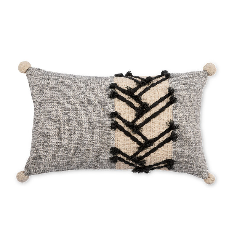 Funda de cojín de algodón hana 30x50 gris