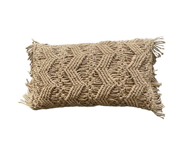 Funda de cojín macramé con fibra de yute yura 30x50 natural
