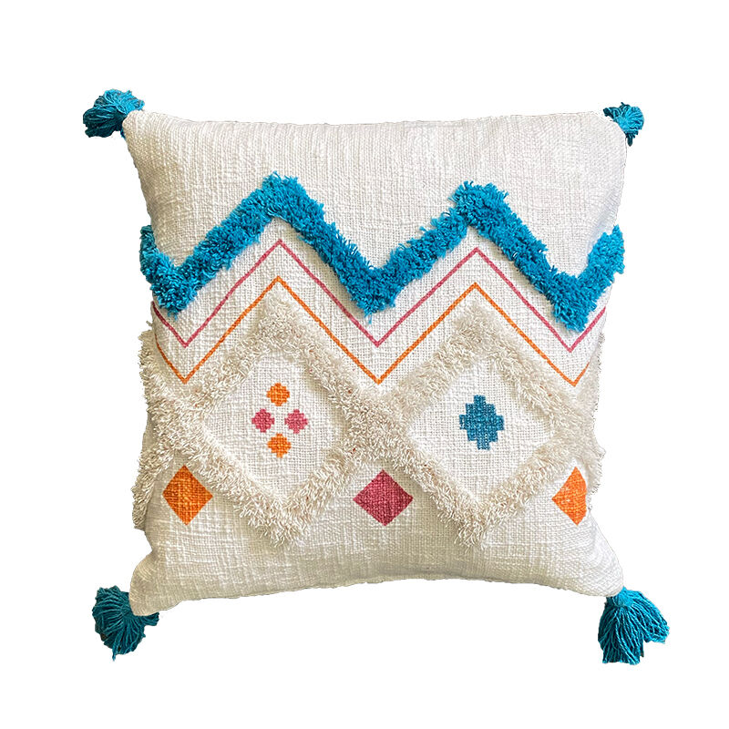 Funda de cojín de algodón hopi 45x45 azul
